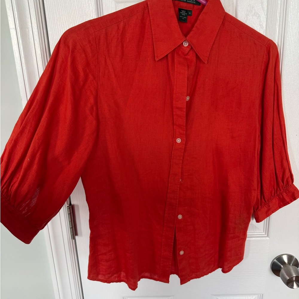 Ralph Lauren Coral Button-Up Linen Shirt